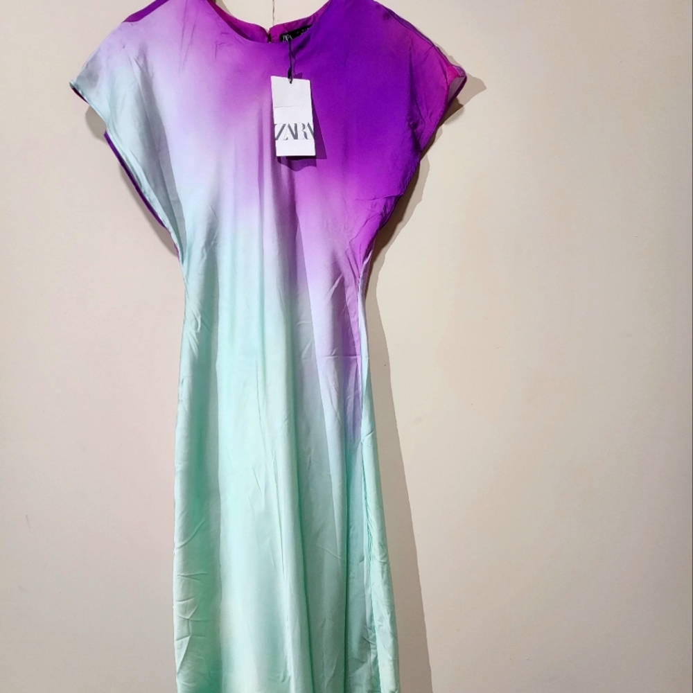 Zara Purple and Green Ombre Dress